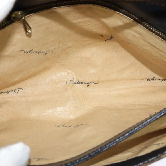 BALENCIAGA BB Shoulder Bag Canvas Navy Gold Auth bs25889 - Picture 10 of 16